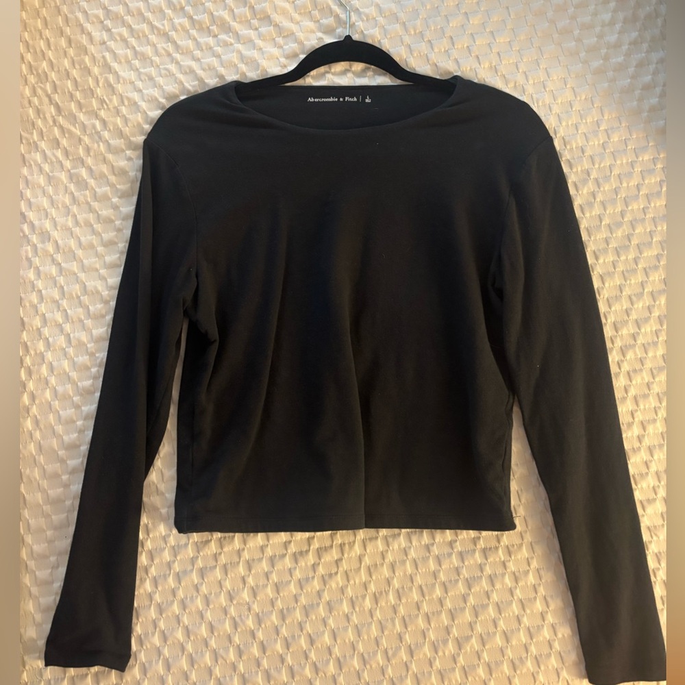 Abercrombie Long-Sleeve Cotton Blend Seamless Fabric Cropped Tee
